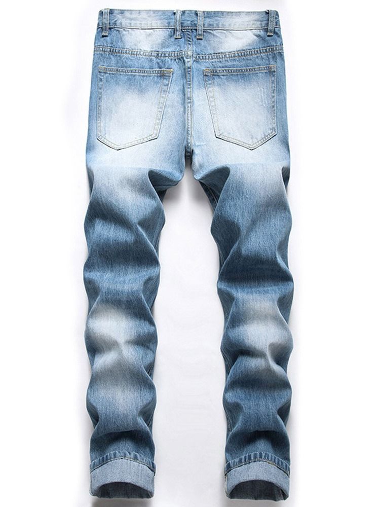 Straight Zipper Mid Waist Jeans Til Mænd