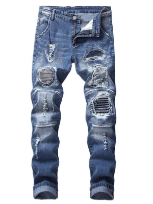 Tynd Knap Casual Herre Lynlås Jeans