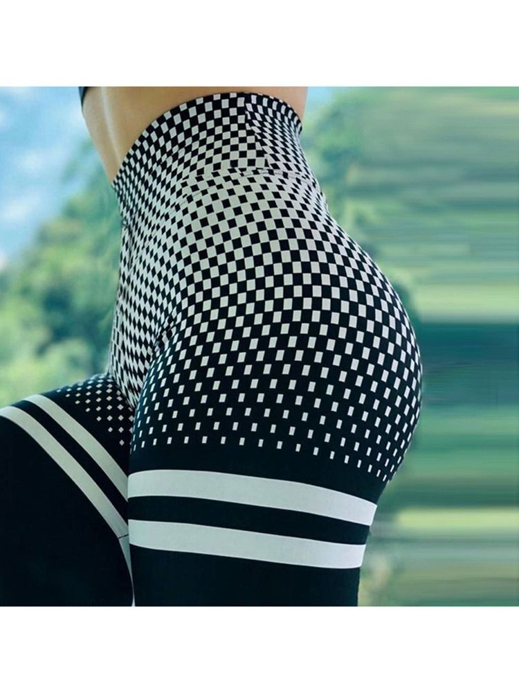 Color Block Plaid Print High Waist Women's Leggings Yoga Pants High Waist Tiktok Leggings