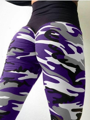 Dame Camouflage Anti-sweat Yoga Leggings Yoga Bukser Høj Talje Tiktok Leggings