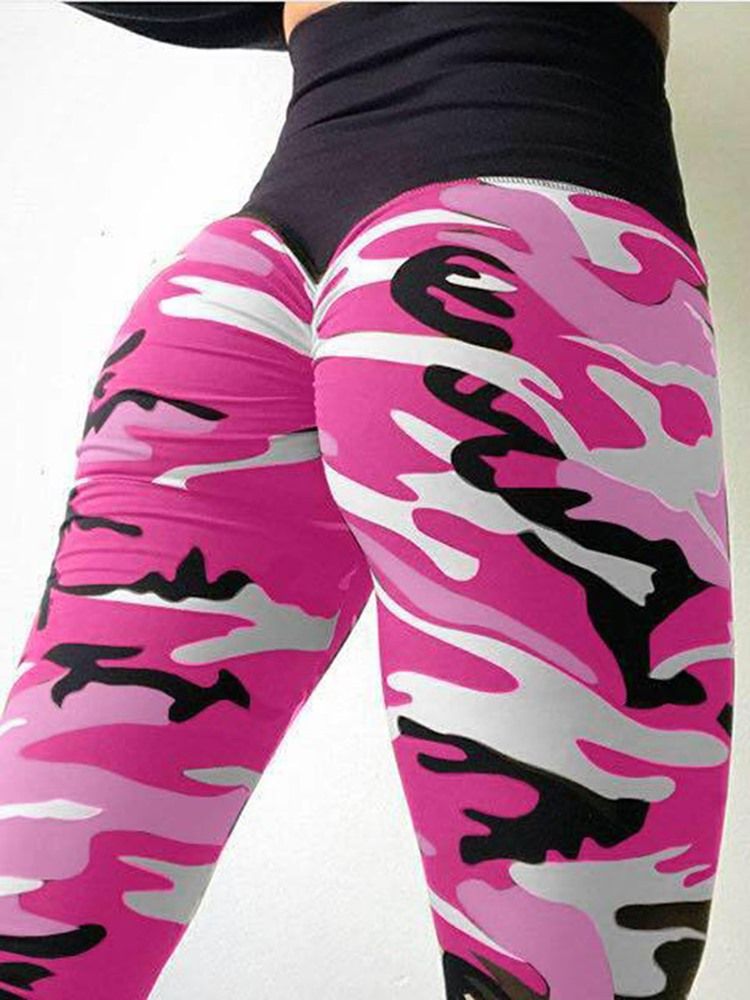 Dame Camouflage Anti-sweat Yoga Leggings Yoga Bukser Høj Talje Tiktok Leggings