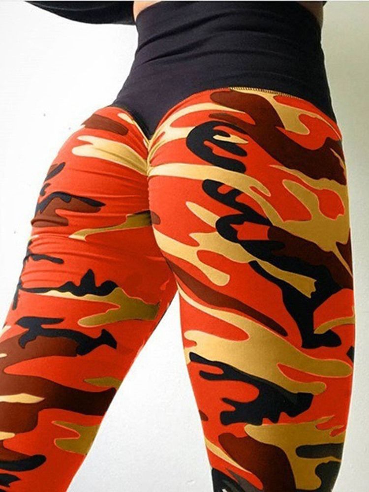 Dame Camouflage Anti-sweat Yoga Leggings Yoga Bukser Høj Talje Tiktok Leggings