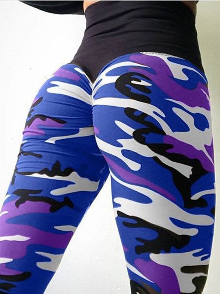 Dame Camouflage Anti-sweat Yoga Leggings Yoga Bukser Høj Talje Tiktok Leggings