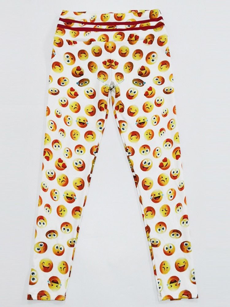 Emoticon Print Hurtigtørrende Leggings Til Yoga Yoga Bukser Med Høj Talje Tiktok Leggings