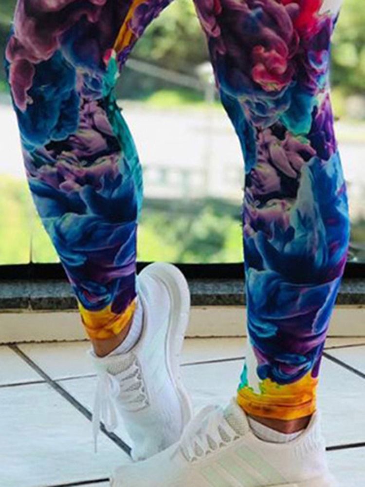 Kvinder Blomsterprint Gym Sports Fuld Længde Leggings Yogabukser Høj Talje Tiktok Leggings