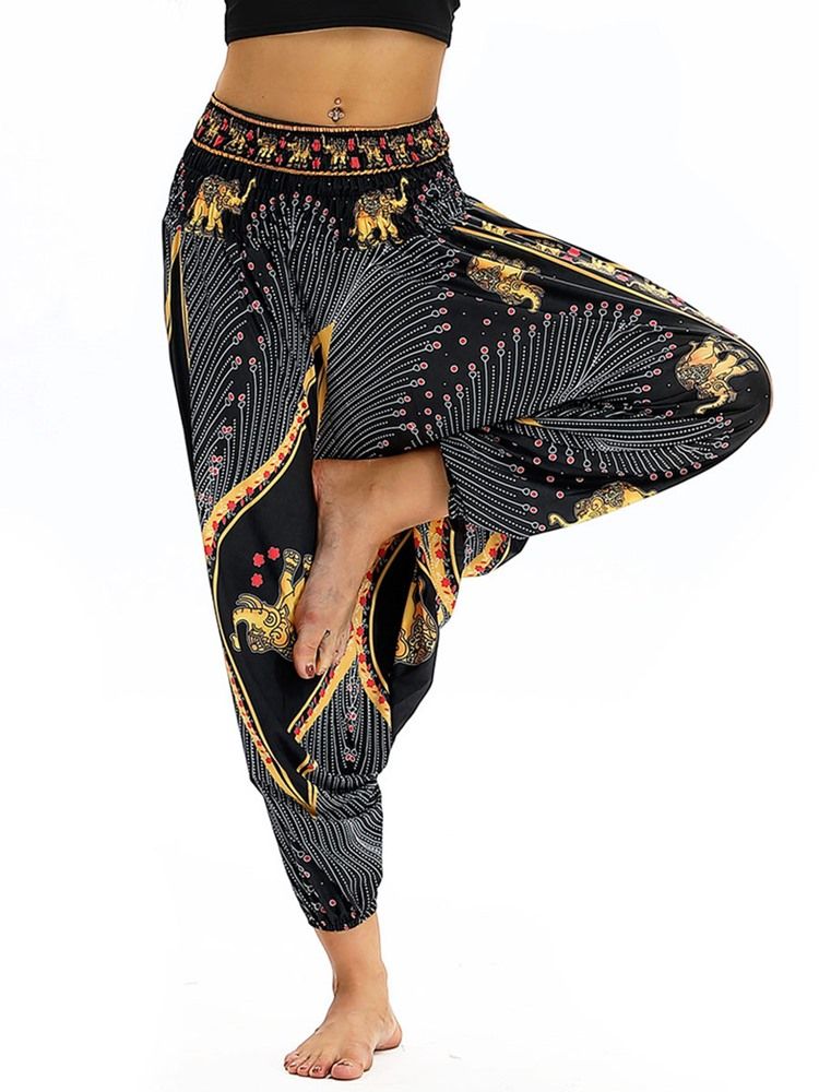 Kvinder Bohemia Print Harem Yoga Pants