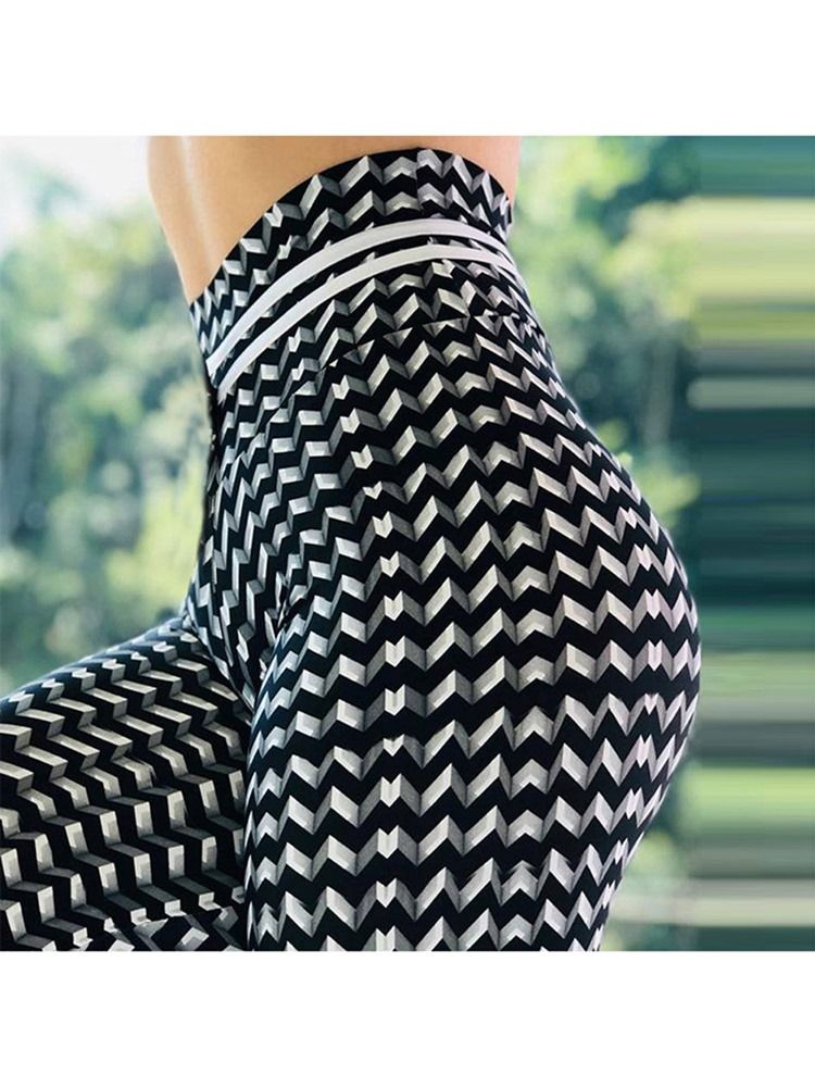 Kvinder Color Block Print Høj Talje Yoga Leggings Høj Talje Tiktok Leggings