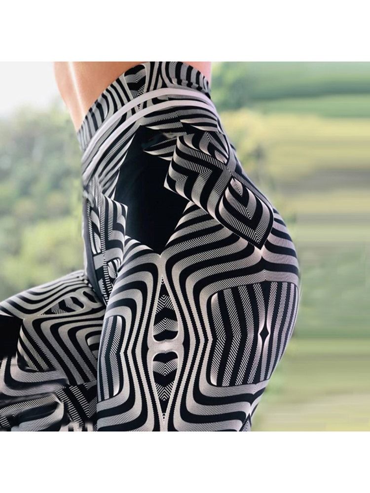 Kvinder Color Block Print Høj Talje Yoga Leggings Høj Talje Tiktok Leggings