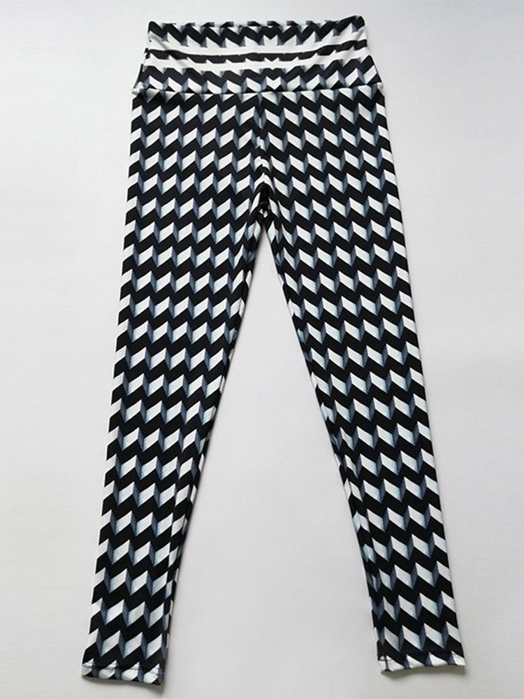 Kvinder Color Block Print Høj Talje Yoga Leggings Høj Talje Tiktok Leggings