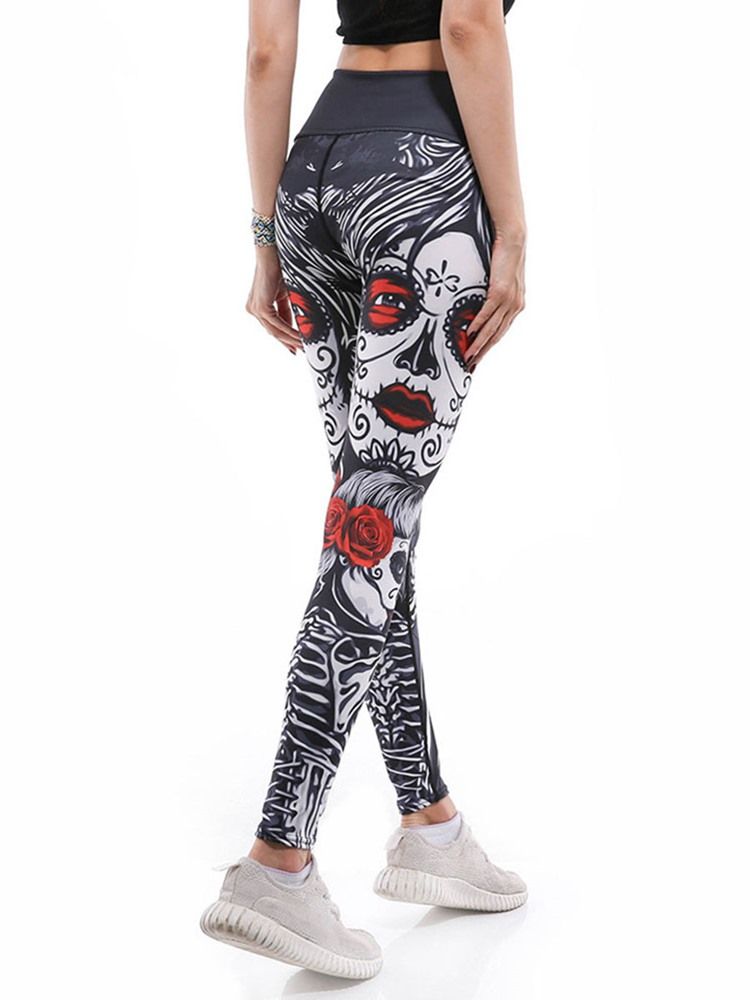 Kvinder Print Cartoon Anti-sweat Gym Sports Yoga Bukser Tiktok Leggings Med Høj Talje