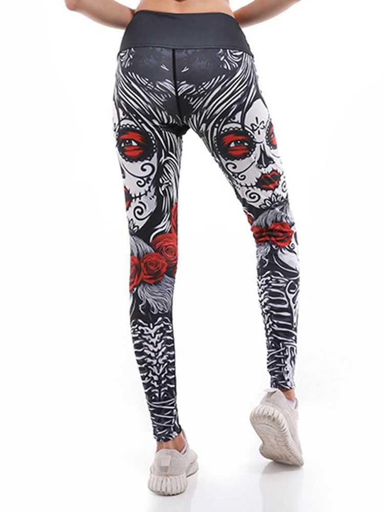 Kvinder Print Cartoon Anti-sweat Gym Sports Yoga Bukser Tiktok Leggings Med Høj Talje