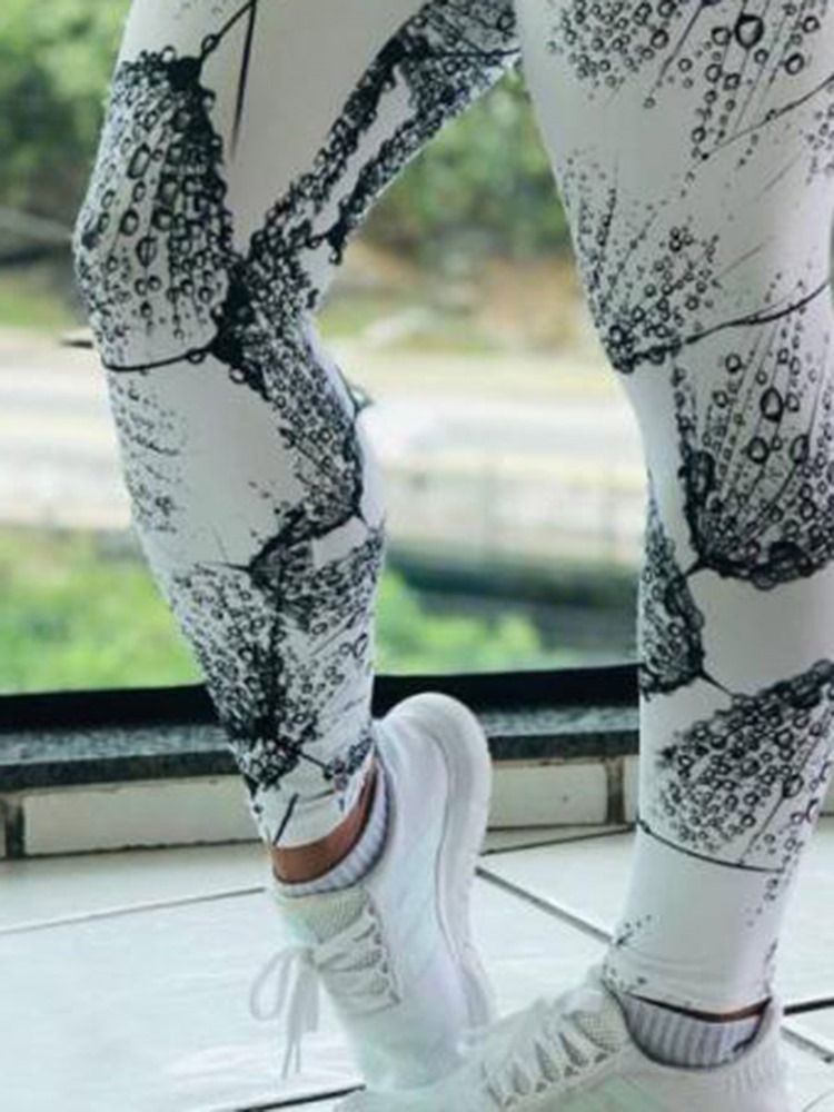 Kvinder Print Farveblok Åndbar Fuld Længde Leggings Yoga Bukser Høj Talje Tiktok Leggings