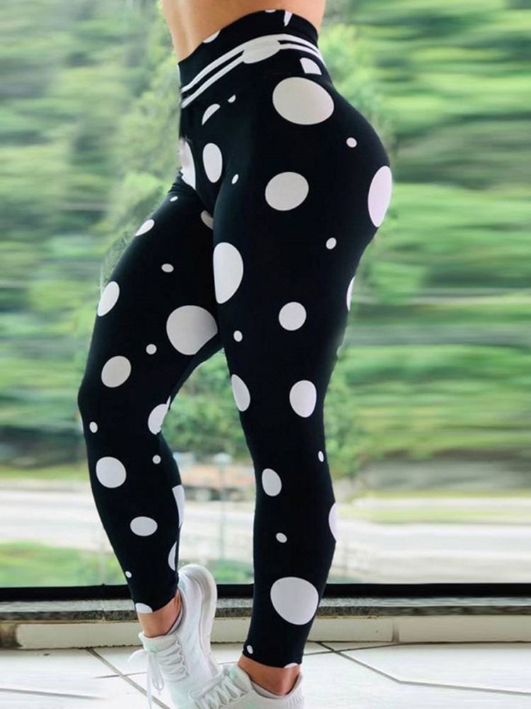 Kvinder Print Polka Dots Yogabukser I Fuld Længde Tiktok Leggings Med Høj Talje