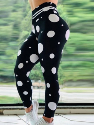 Kvinder Print Polka Dots Yogabukser I Fuld Længde Tiktok Leggings Med Høj Talje