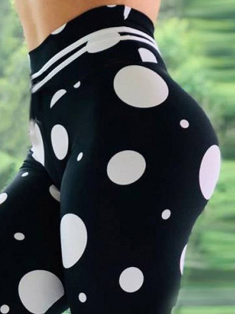 Kvinder Print Polka Dots Yogabukser I Fuld Længde Tiktok Leggings Med Høj Talje