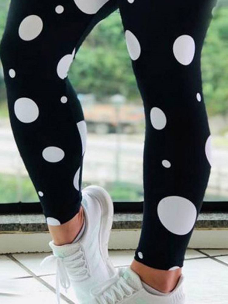 Kvinder Print Polka Dots Yogabukser I Fuld Længde Tiktok Leggings Med Høj Talje