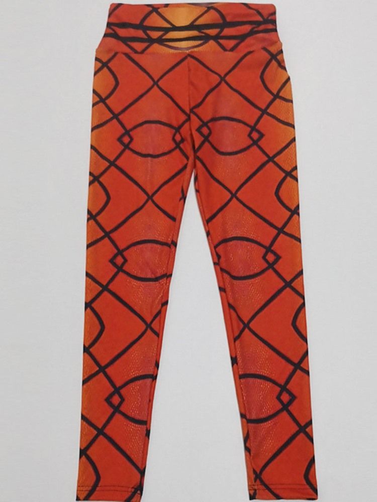 Kvinders Åndbare Geometriske Polyesterprint I Fuld Længde Yogabukser Med Høj Talje Tiktok Leggings