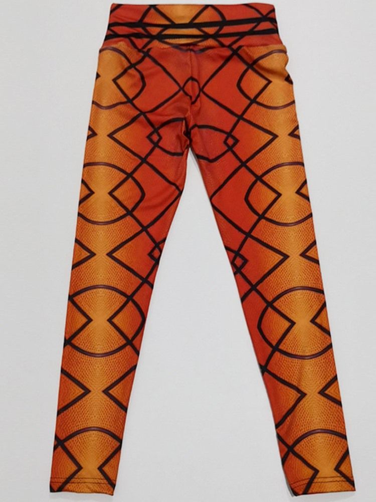 Kvinders Åndbare Geometriske Polyesterprint I Fuld Længde Yogabukser Med Høj Talje Tiktok Leggings