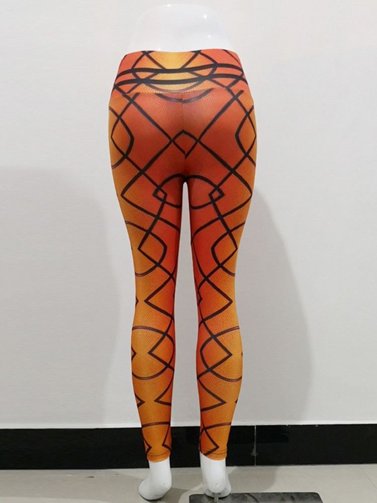 Kvinders Åndbare Geometriske Polyesterprint I Fuld Længde Yogabukser Med Høj Talje Tiktok Leggings