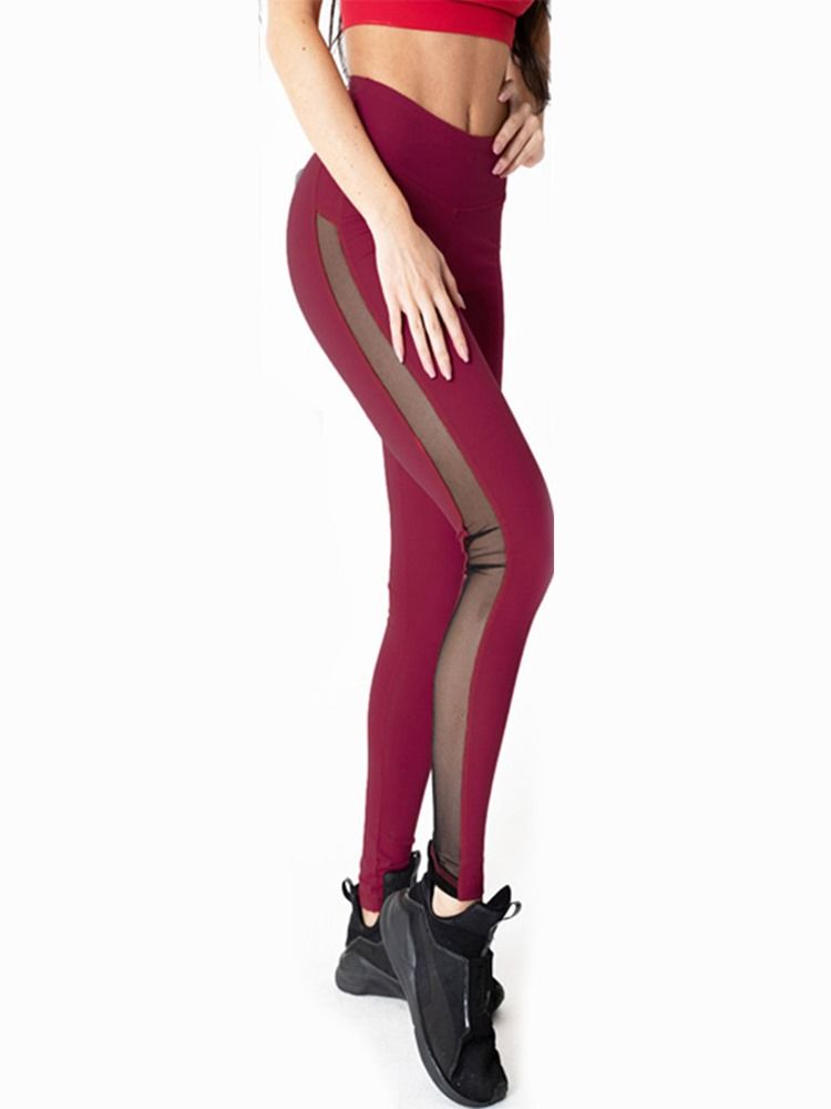 Kvinders Åndbare Mesh Patchwork Full Længde Leggings Yoga Bukser Høj Talje Tiktok Leggings