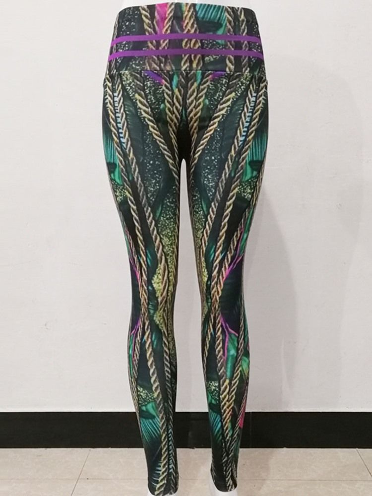 Kvinders Anti-sved Polyester Print I Fuld Længde Yogabukser Med Høj Talje Tiktok Leggings