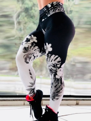 Kvinders Blomsterprint Åndbart Gym Sports Fitness Yoga Bukser Tiktok Leggings Med Høj Talje