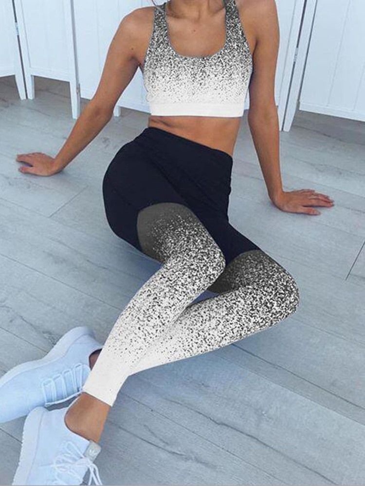 Kvinders Blomsterprint Åndbart Patchwork Yogabukser Yoga Bukser Høj Talje Tiktok Leggings