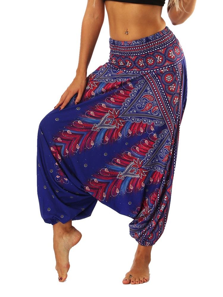 Kvinders Bohemian Geometry Print Looseyoga Harem Pants