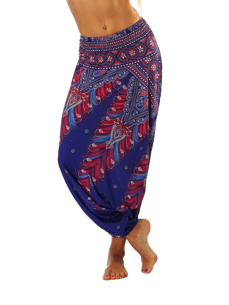 Kvinders Bohemian Geometry Print Looseyoga Harem Pants