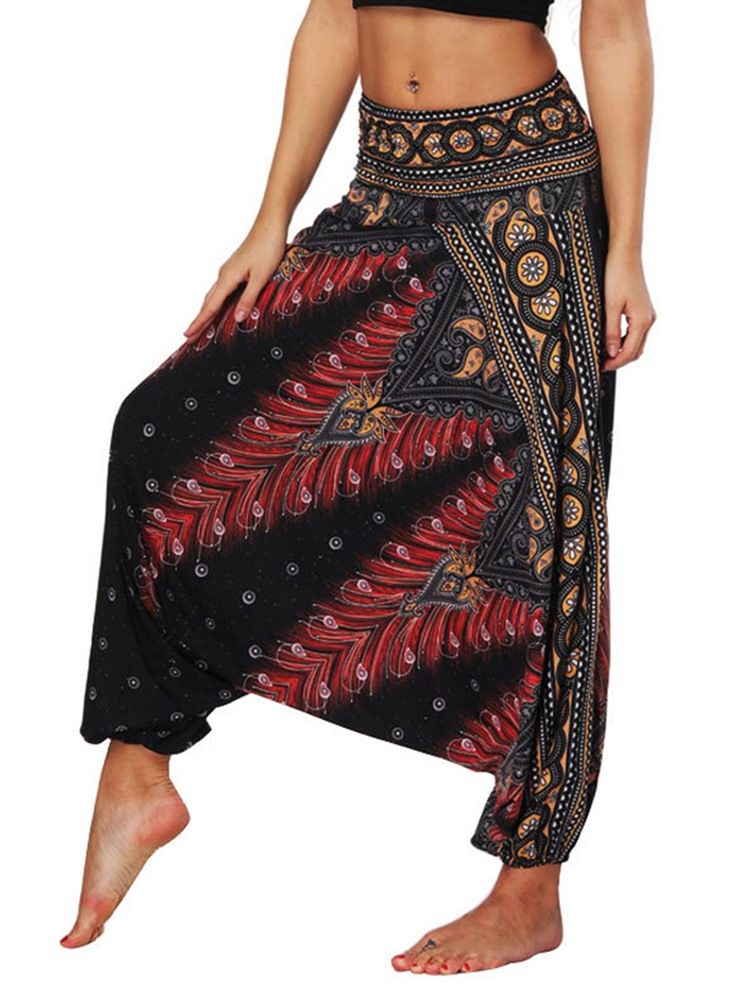 Kvinders Bohemian Geometry Print Yoga Harem Jogger Bukser