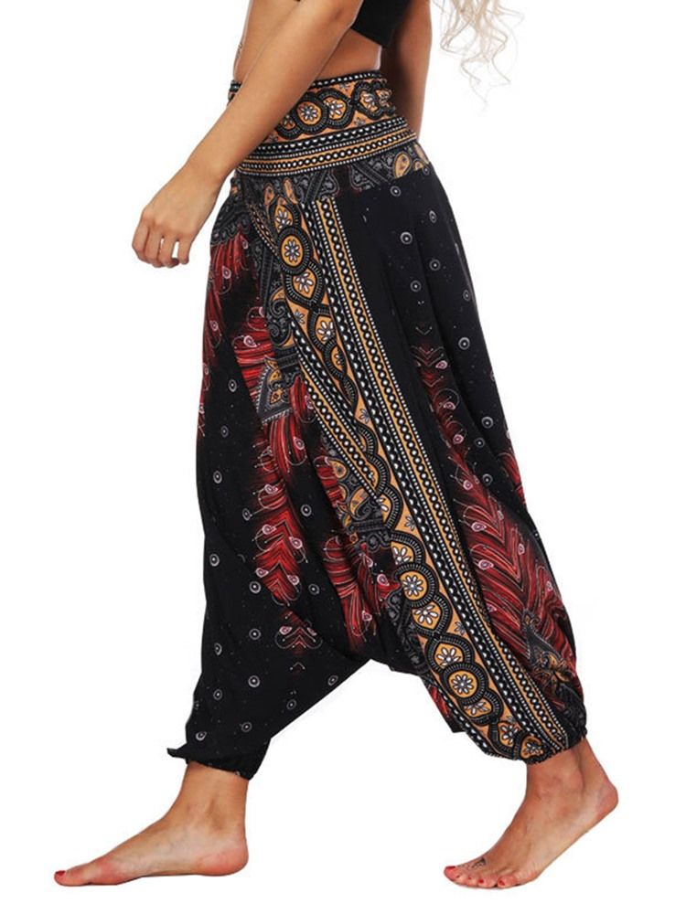 Kvinders Bohemian Geometry Print Yoga Harem Jogger Bukser