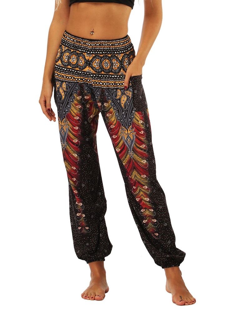 Kvinders Boho Geometrisk Print Street Dance Yoga Bukser