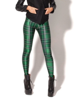 Kvinders Plaid Anti-sweat Print Yoga Bukser Tiktok Leggings Med Høj Talje