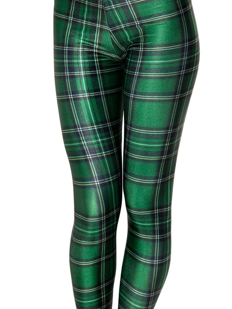 Kvinders Plaid Anti-sweat Print Yoga Bukser Tiktok Leggings Med Høj Talje