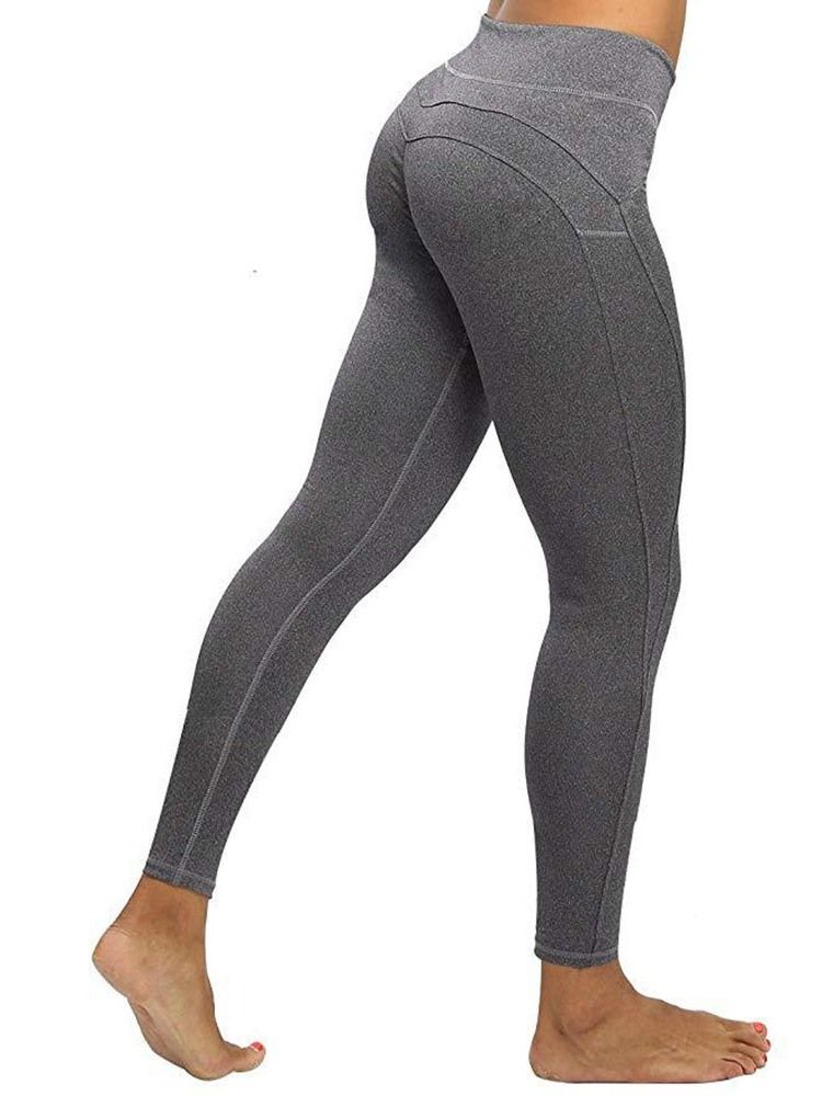 Kvinders Polyester Åndbar Solid Ankel Længde Leggings Yoga Bukser Høj Talje Tiktok Leggings