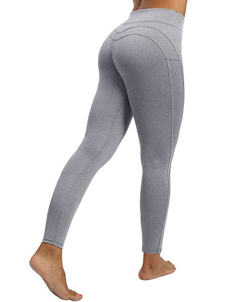 Kvinders Polyester Åndbar Solid Ankel Længde Leggings Yoga Bukser Høj Talje Tiktok Leggings