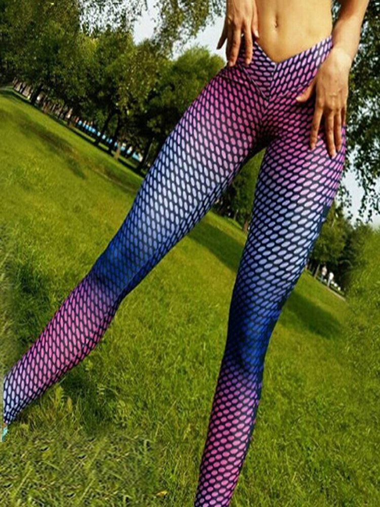 Kvinders Polyester Letter Print Kvindelige Yogabukser Tiktok Leggings Med Høj Talje