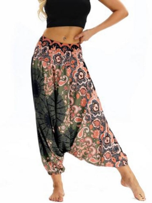 Kvinders Tryk Loose Elastic Waist Dance Yoga Harem Pants