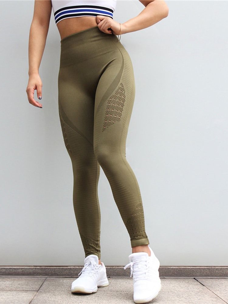 Kvindes Hurtigtørrende Nylon Solid Tennis Fuld Længde Leggings Yoga Høj Talje Tiktok Leggings