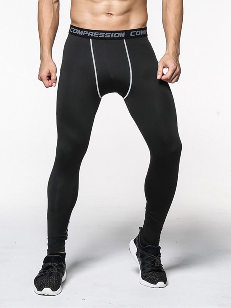 Mænd Anti-sweat Color Block Polyester Sport Leggings