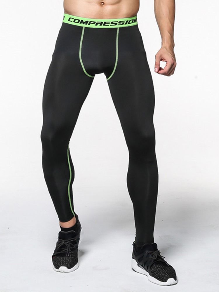 Mænd Anti-sweat Color Block Polyester Sport Leggings