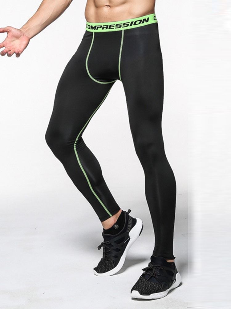 Mænd Anti-sweat Color Block Polyester Sport Leggings