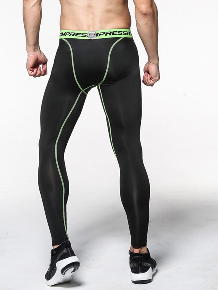 Mænd Anti-sweat Color Block Polyester Sport Leggings