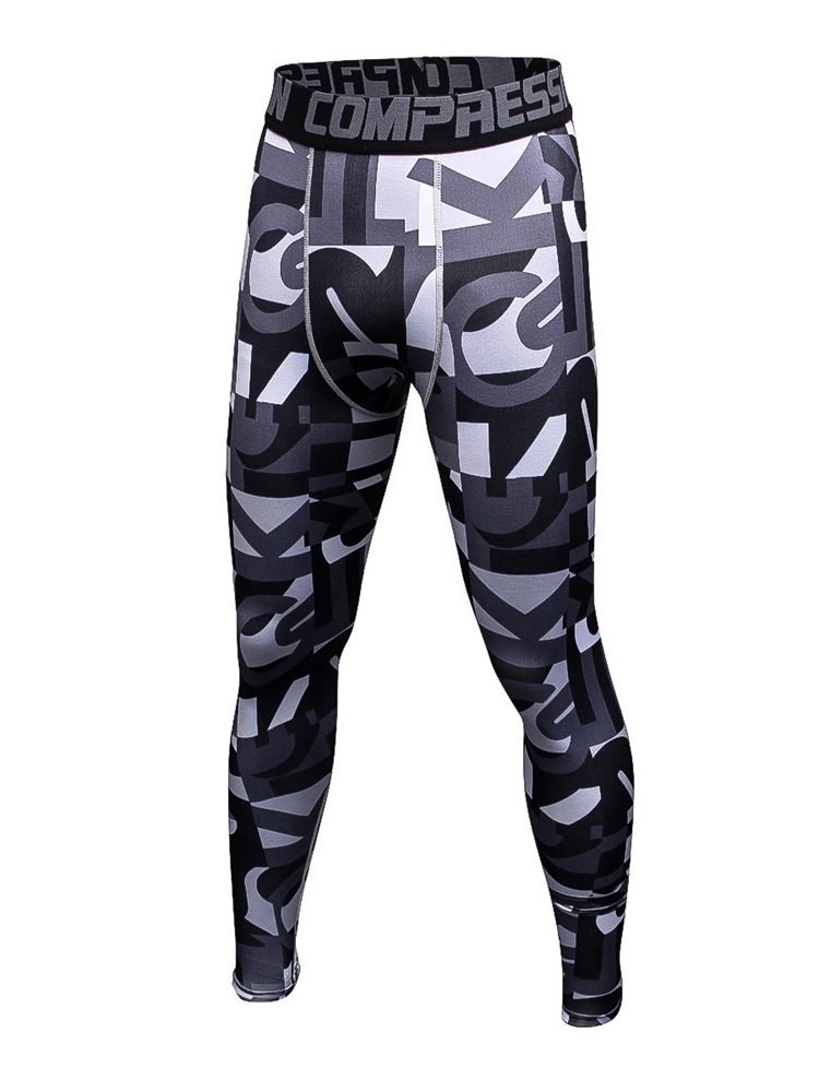 Mænd Anti-sweat Color Block Polyester Sport Leggings