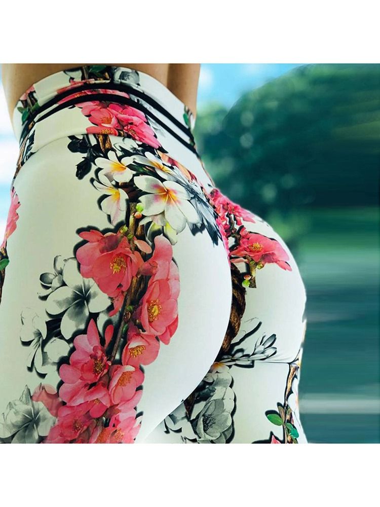 Print Floral Whip Nylon High Waist Women's Leggings Yogabukser High Waist Tiktok Leggings