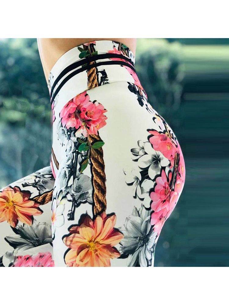 Print Floral Whip Nylon High Waist Women's Leggings Yogabukser High Waist Tiktok Leggings