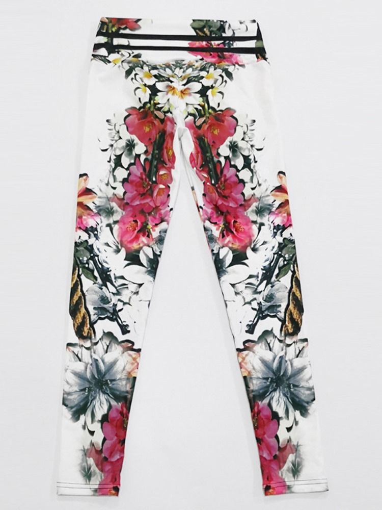 Print Floral Whip Nylon High Waist Women's Leggings Yogabukser High Waist Tiktok Leggings