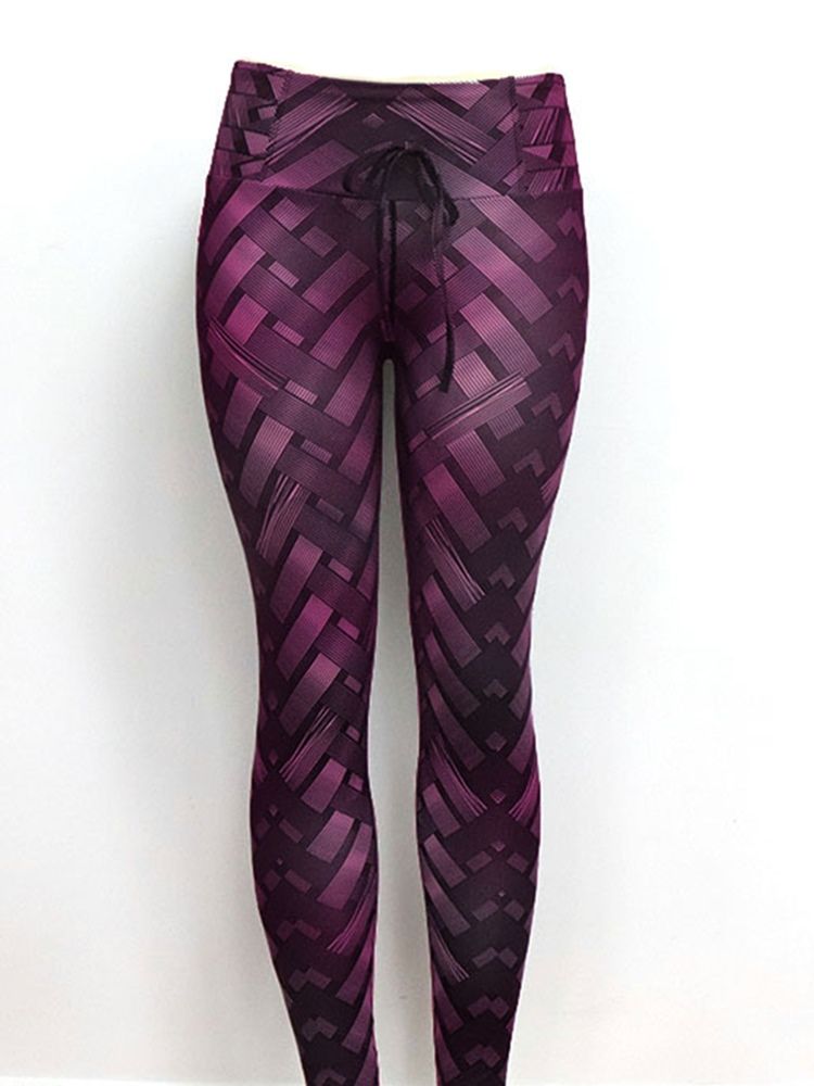 Solid Weave Print Women's Yoga Pants High Waist Tiktok Leggings