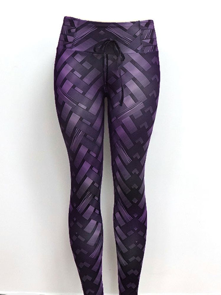 Solid Weave Print Women's Yoga Pants High Waist Tiktok Leggings