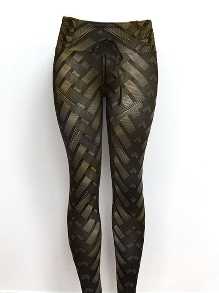 Solid Weave Print Women's Yoga Pants High Waist Tiktok Leggings